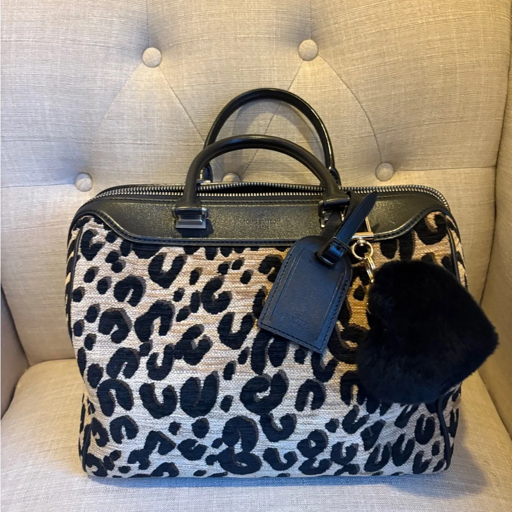 Louis Vuitton Leopard Print Satchel with Black Accents